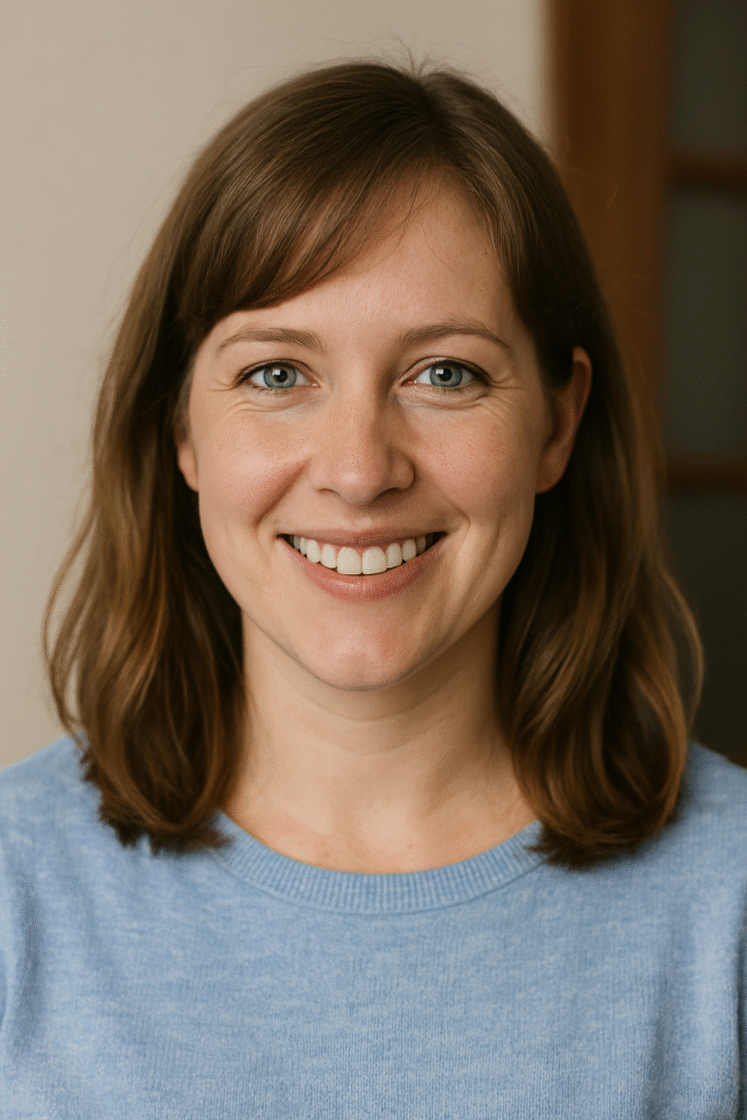 A smiling American woman with long hair, shown in a close-up portrait. She appears friendly and confident, suitable for a testimonial section.