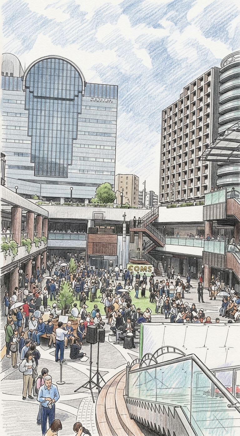 京橋駅前の広場